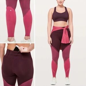 Lululemon Color Me Ombre Tight Dark Adobe/Blush Berry/Violet Red Size 10